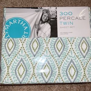 Martha Stewart 300 Percale Twin Sheet Set 100% Cotton